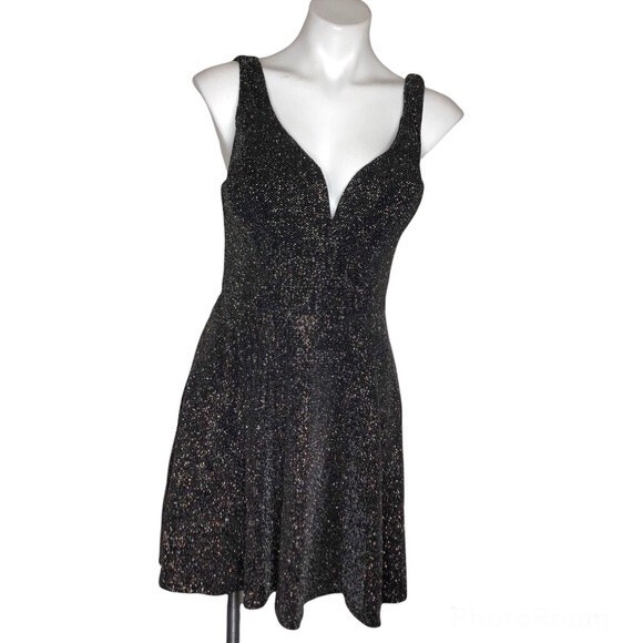 CRYSTAL DOLL Sparkly Black Party Dress Stretchy Size 13 - Picture 1 of 11